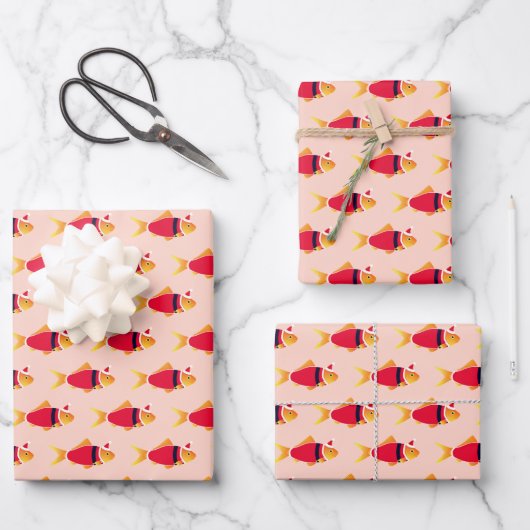 Goldfish Weihnachtswrapping Paper Sheets Geschenkpapier Set (Vorderseite)