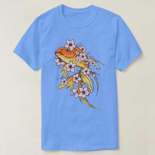 Goldfish with funny goldfish and cherry blossoms a T-Shirt (Design vorne)