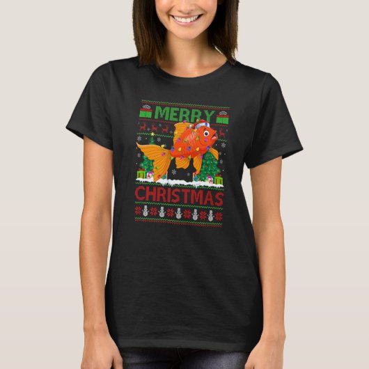 Goldfish Xmas Tree Ugly Santa Goldfish Christmas T-Shirt (Vorderseite)