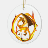 Goldflammender Fantasiedrache Keramik Ornament (Links)