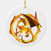 Goldflammender Fantasiedrache Keramik Ornament (Hinten)