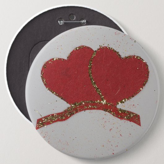 Goldfleck des roten Herzens Button (Vorne & Hinten)