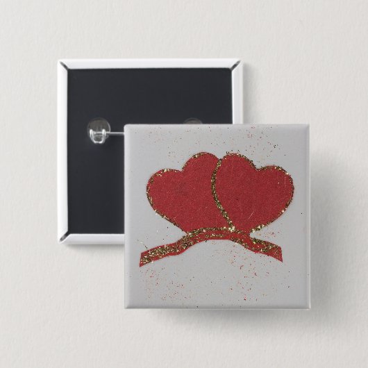 Goldfleck des roten Herzens Button (Vorne & Hinten)