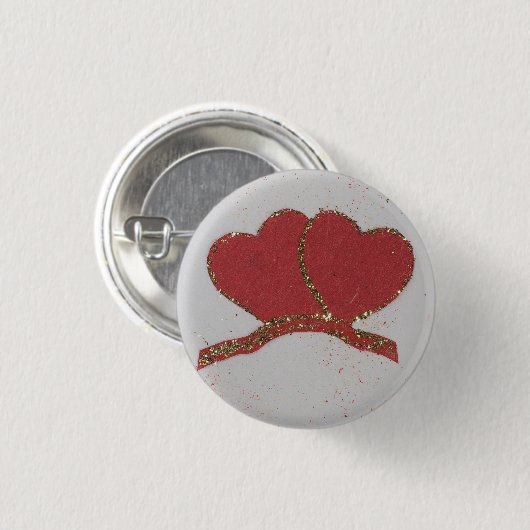 Goldfleck des roten Herzens Button (Vorne & Hinten)