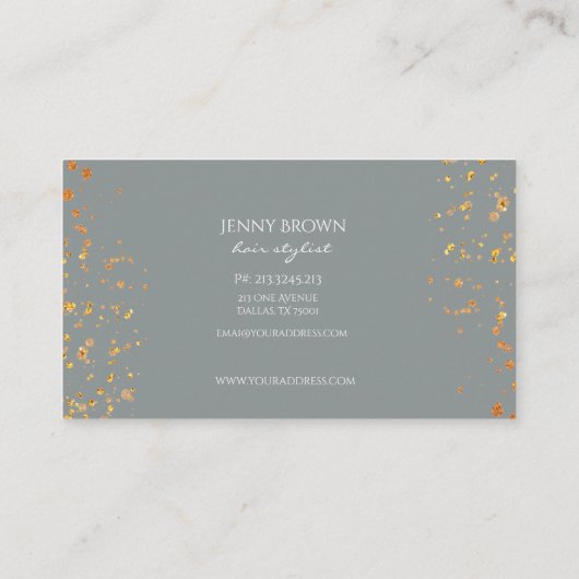 Goldfleckchen graue, trendige Visitenkarte (Rückseite)