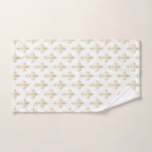 Goldfleur-de-lis-nahtloses Muster auf weiß Badhandtuch Set (Handtuch)