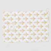 Goldfleur-de-lis-nahtloses Muster auf weiß Golfhandtuch (Horizontal)