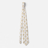 Goldfleur-de-lis-nahtloses Muster auf weiß Krawatte (Rückseite)