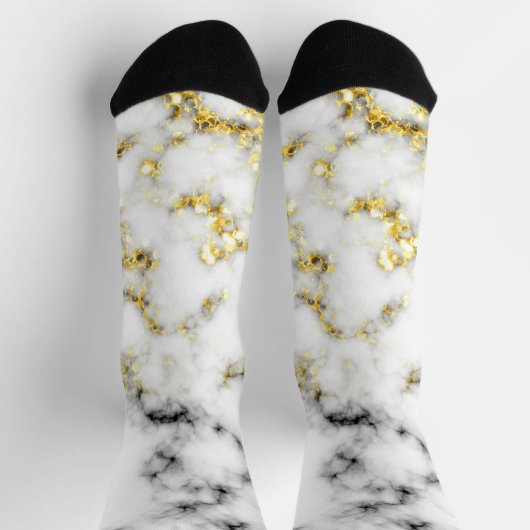 Goldfliesen aus schwarzem und weißem Marmor Elegan Socken (Oben)