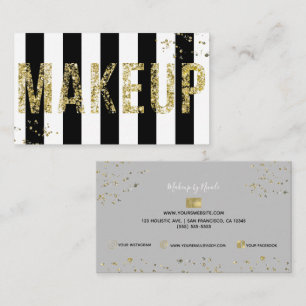 Goldflocken Glitter Schwarz Weiß Minimaler Make-up Visitenkarte
