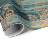 Goldflor und blauer rustikaler Holz Geschenkpapier (Rolleneckpunkt)