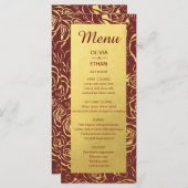 Goldflora auf Burgund Menükarte (Vorne/Hinten)