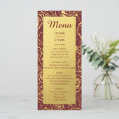 Goldflora auf Burgund Menükarte (Stehend Vorderseite)