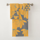 Goldfloral auf grauem Geschenk Badhandtuch Set (Insitu)