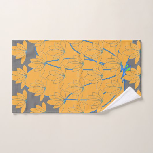Goldfloral auf grauem Geschenk Badhandtuch Set (Handtuch)