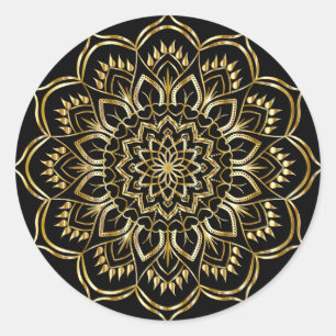 Goldfloral Mandala Runder Aufkleber