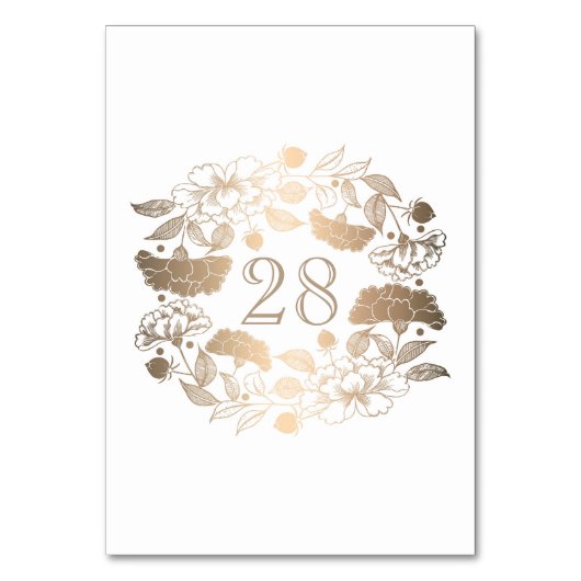 Goldfloraldraht-Peonies-Hochzeit Tischnummer (Vorderseite)