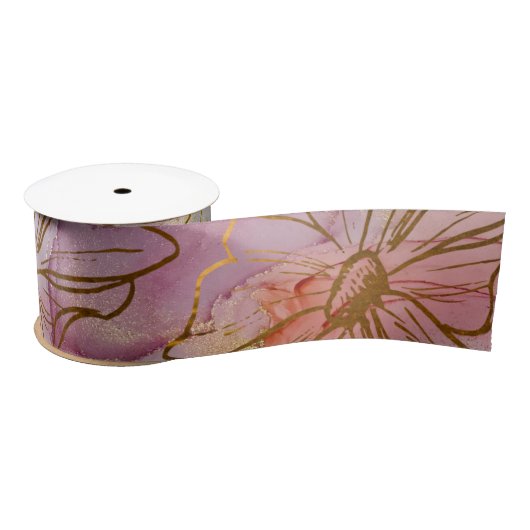 Goldflorale Abstrakte Pastete Satinband (Spule)