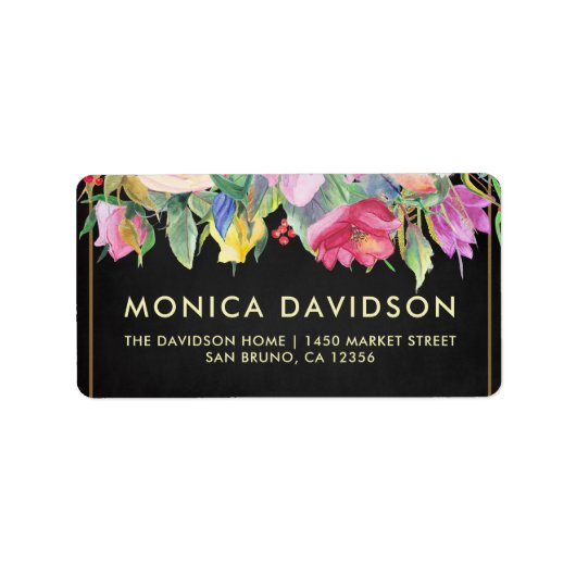 Goldflorale Border & Chalkboard | BRAUTPARTY Adressaufkleber (Vorne)