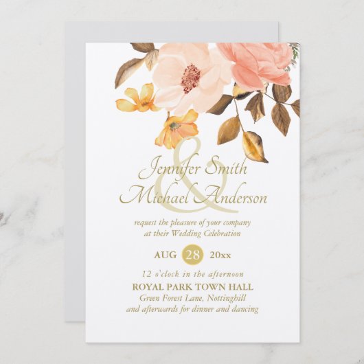 Goldflorale-Bouquet-Hochzeitsfeier für Korallen (Vorne/Hinten)