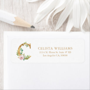 Goldflorale Buchstaben - Monogramm-C-Etikett
