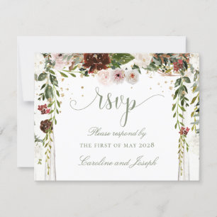 Goldflorale Chuppah Canopy Hochzeit RSVP Karte