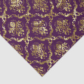 Goldflorale Damasken und Lila Hintergrund Seidenpapier (Ausschnitt)