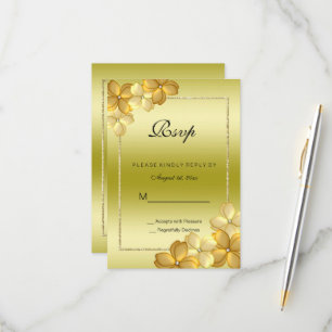 Goldflorale Dekoration und Glitzer 60. Geburtstag  RSVP Karte