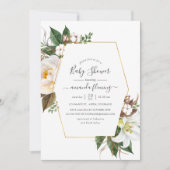 Goldflorale geometrische Babydusche Einladung (Vorderseite)