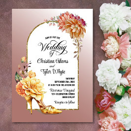 Goldflorale High Heel Blush Pink Arch Hochzeit Einladung
