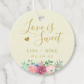 Goldflorale Liebe ist süße Hochzeitsrunde Geschenkanhänger (Vorderseite)