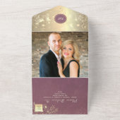 Goldflorale Lila Hochzeit All In One Einladung (Außenbereich)