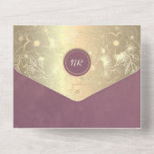 Goldflorale Lila Hochzeit All In One Einladung (Rückseite)