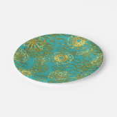 Goldflorale Mandalase Hochzeiten Brautparty Party Pappteller (Schrägansicht)