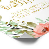 Goldflorale Meldung in Flasche Brautparty-Zeichen Poster (Ecke)