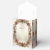 Goldflorale mit roten Steinen - Gefälligkeitsbox Geschenkschachtel (Geöffnet)