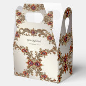 Goldflorale mit roten Steinen - Gefälligkeitsbox Geschenkschachtel (Geöffnet)