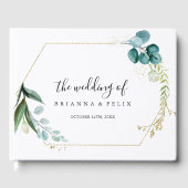 Goldflorale mit tropischer Vegetation Hochzeit Gästebuch (Vorderseite)