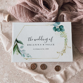 Goldflorale mit tropischer Vegetation Hochzeit Gästebuch