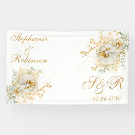 Goldflorale Monogram Logo-Hochzeit Banner