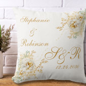 Goldflorale Monogram Logo-Hochzeit Kissen