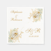 Goldflorale Monogram Logo-Hochzeit Serviette (Vorderseite)