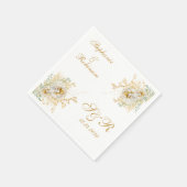 Goldflorale Monogram Logo-Hochzeit Serviette (Ecke)