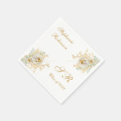 Goldflorale Monogramm-Abschluss Serviette (Ecke)