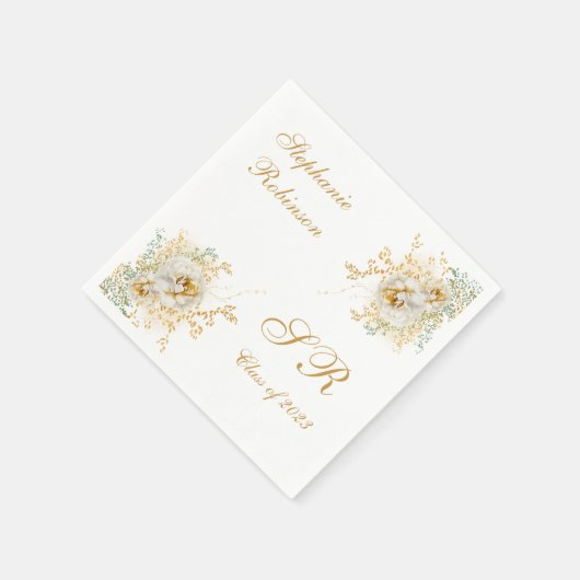 Goldflorale Monogramm-Abschluss Serviette (Ecke)