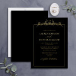 Goldflorale-Monogramm-Hochzeit Folieneinladung<br><div class="desc">Die Einladung zum Hochzeitsfoil in Gold Black Floral Border Monogram! Dieses moderne Hochzeitsladen besticht durch eine wunderschöne, handgezeichnete, blumenlinienförmige Monografie mit handgeschriebenen Schriftzeichen für eine einzigartige und elegante Touch. Ideal für alle Frühlings- und Sommerschulen, wird diese Einladung Ihre Gäste begeistern. Das elegante und schlichte Design ist ideal für Paare, die...</div>
