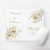 Goldflorale Monogramm-Hochzeit Mousepad (Mit Mouse)