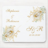 Goldflorale Monogramm-Hochzeit Mousepad (Vorne)
