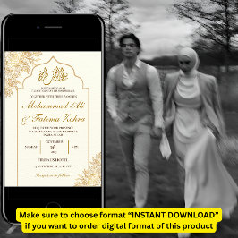 Goldflorale Moschee Elegance Moslem Hochzeit Nikah Einladung