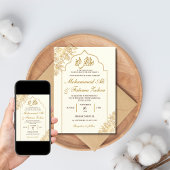 Goldflorale Moschee Elegance Moslem Hochzeit Nikah Einladung